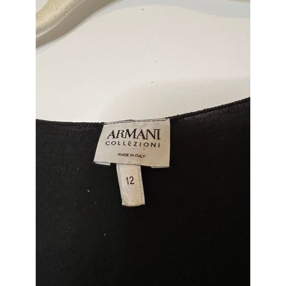 Armani Collezioni Black Short Sleeve V Neck Blouse Size 12 - Picture 3 of 4